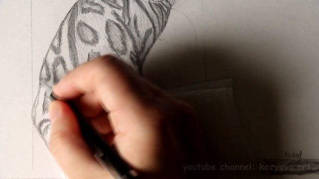 Как нарисовать шерсть КОТУ. Часть 2. Рисую шерсть бенгальскому коту карандашом.