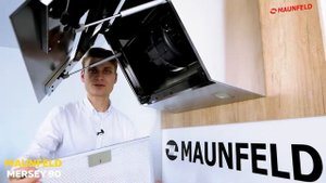 Наклонная кухонная вытяжка MAUNFELD Mersey 90 нержавеющая сталь черное стекло