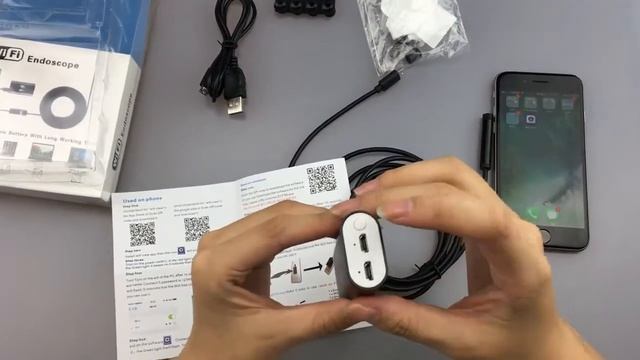 Эндоскопическая камера F99 с Wi Fi, HD 720P, объектив 8 мм. Подключение.