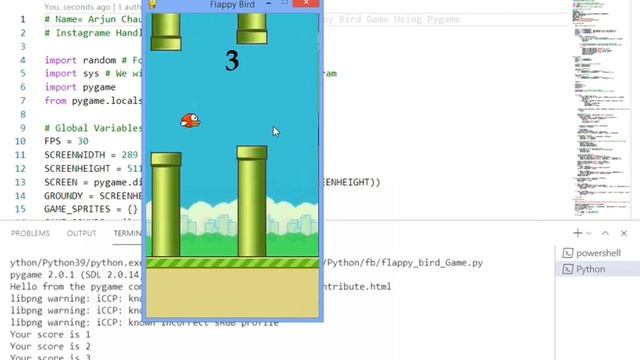 Flappy Bird Game using Python #python #html #php#programming#coding #css #javascript #webdevelopmen