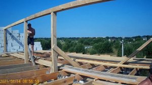 установка коньковой балки на доме из газобетона вторая часть