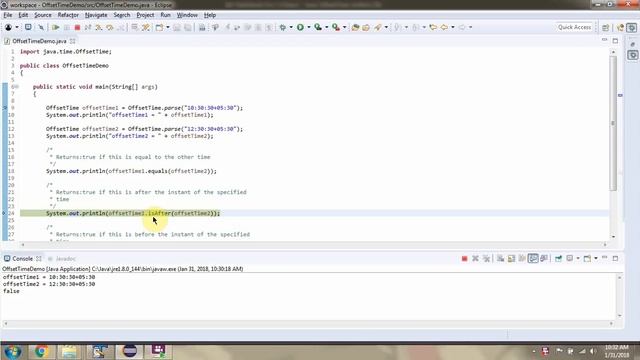 How to use equals, isAfter, isBefore methods of OffsetTime Class? | Java 8 Date and Time