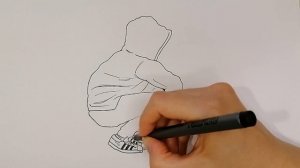 Как нарисовать ПАРНЯ В КАПЮШОНЕ НА КОРТОЧКАХ/1161/How to draw A GUY IN A HOOD ON HIS HAUNCHES