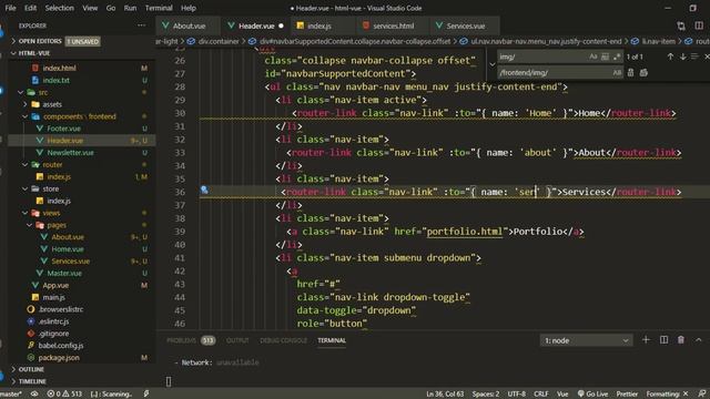 #23  html template convert  into vue app  part-4 | Services Page Setup