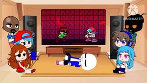 Fnf react to Chara Vs BF Knife fight Animation! (Gacha club)