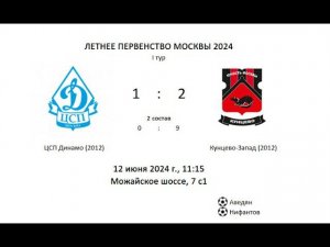 ЦСП Динамо 2012 - Кунцево-2 2012, ЛПМ 2024, 4 лига, 1 тур, 1 составы (2 тайм) - 1:2