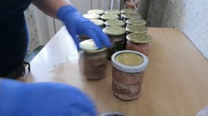 Тушёнка с крышками СКО в автоклаве