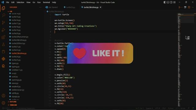 Radha Krishna Code in Python Using Turtle Import Graphics