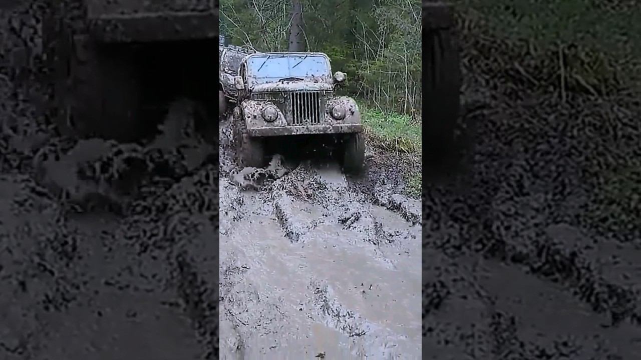 ГАЗ-69 вытаскивает ниву