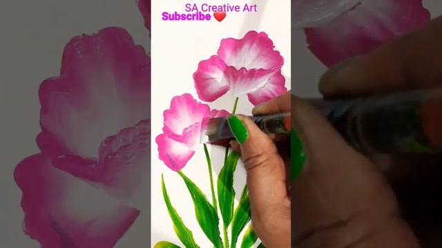 Amazing One Stroke ? Flowers ? Painting II Acrylic Painting #shorts #youtubeshorts #shortvideo