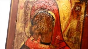 Старинная икона Пресвятой Богородицы Владимирская (Владимирская Божья Матерь). Россия, XIX век.