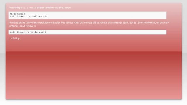 Shell script: Remove hello world docker container without knowing ID смотреть онлайн