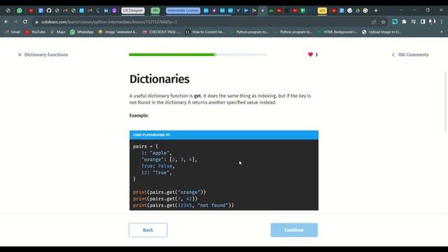 3 Dictionary Functions | Python Intermediate | Sololearn