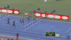 Jeremy Ferr (Wolmers) wins Class 2 boys 110mH Final 13.38 Champs 2017