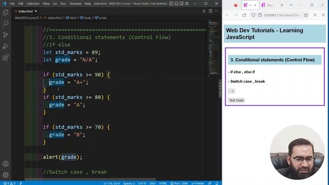 Conditional statements in javascript, javascript if else, javascript switch case, WebDevTutorial# 1