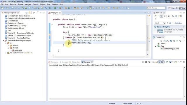 Learn Java Tutorial for Beginners, Part 34: Handling Exceptions смотреть онлайн