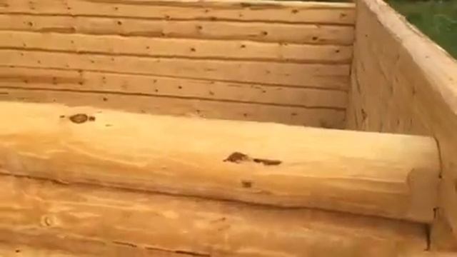 Рубка под скобель в лапу лафет. Диаметр бревна 22-24 см. Сруб из Пскова (д. Усвяты) смотреть онлайн