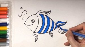 Как нарисовать рыбку с ребенком. How to draw a fish with a child.