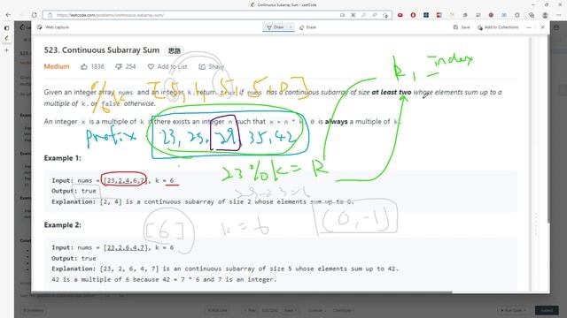 LeetCode 523 | Continuous Subarray Sum | HashMap | Prefix Sum | Java смотреть онлайн