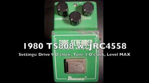 Vintage TS9 & TS808 Ibanez Tubescreamer Guitar Pedal Comparison Clips