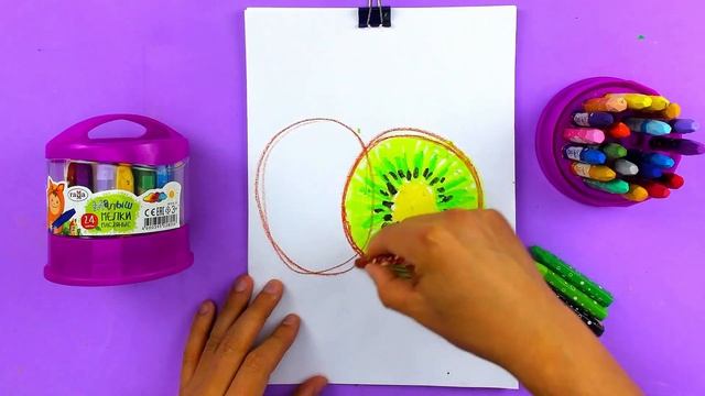 Как нарисовать КИВИ рисуем фрукты с РыбаКит