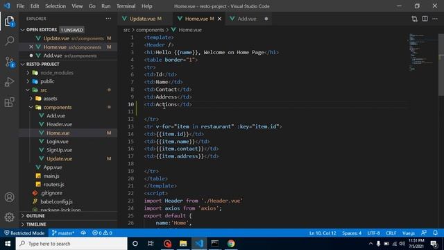Vue js project #18 Update Restaurant | Update Route