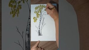 Золотая береза как нарисовать двумя маркерами.