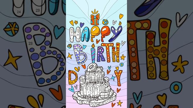 Coloring Happy Birthday Cake