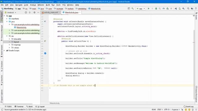 Simple Alert Dialog in Android Studio - Part 1 смотреть онлайн