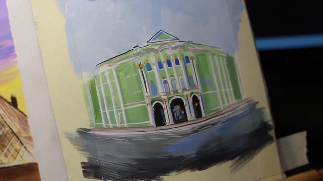 Эрмитаж гуашью перспектива Рыбий глаз