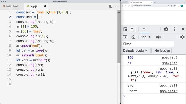 Free Code Lesson Learn JavaScript Arrays and Objects with code snippet example