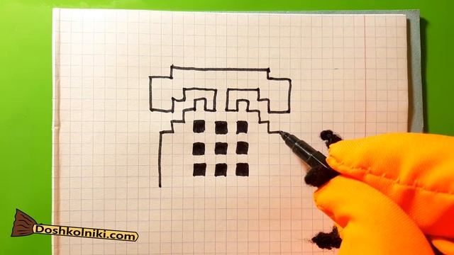 Как Рисовать Ретро телефон по клеточкам? ? Рисунки по клеточкам с Котом Баюном. смотреть онлайн