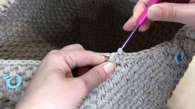 Сумка крючком из ленточной трикотажной пряжи