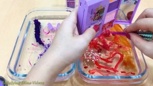 Grape vs Apple ! Mixing Makeup Eyeshadow into Clear Slime ! Special Series #34 Satisfying Slime Vid