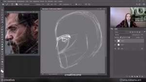 Экспресс-портрет. Рисуем портрет мужчины в Photoshop. (Анна Рабана, Creativo, Фотошоп-мастер)