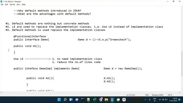 JDK8 (Functional Interface Default Methods) Session 5 | By Mr. Sreenivas