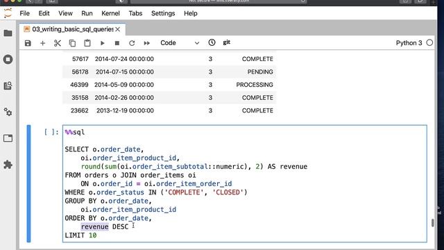 Mastering SQL - Postgresql - Writing Basic SQL Queries - Sorting Data