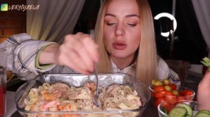 MUKBANG | Фетучини с креветками в сливочном соусе | Pasta не ASMR