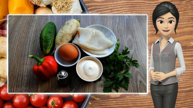 Салат из дайкона с кальмарами смотреть онлайн