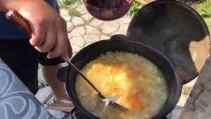 Борщ в казане на костре по рецепту от Рината