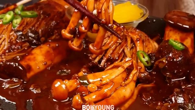 요리먹방 :) 짜장파티♥ 짜장버섯 어묵 떡볶이와 짜파게티 먹방 | MUKBANG.