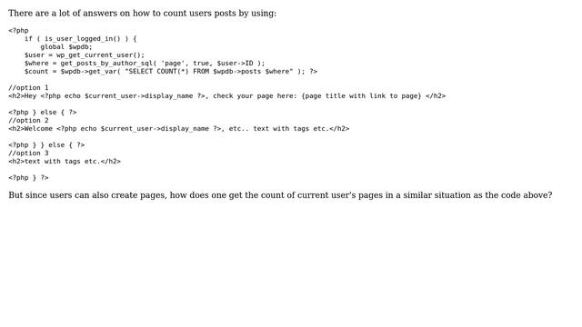 Wordpress: How to count current user's pages? смотреть онлайн