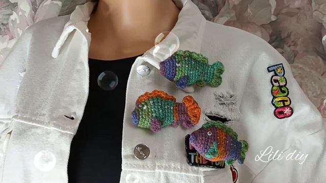 Объёмная брошь рыбка 🐟🐠 🐟  вязаная крючком 🐠 🐟 🐠  стильные украшения  🐟 🐠 🐟