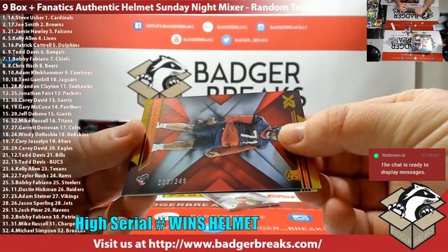 9 Box + Fanatics Authentic Helmet Sunday Night Mixer - Random Teams смотреть онлайн