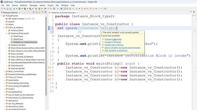 Java Constructor, Instance Veriable, Instance Block Control Flow, Java Control flow : Class 2