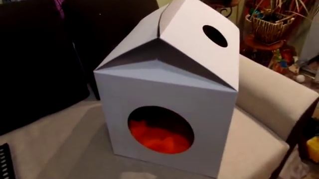 Самый простой домик для кота или кошки. домик для кота из коробки как сделать cat hause