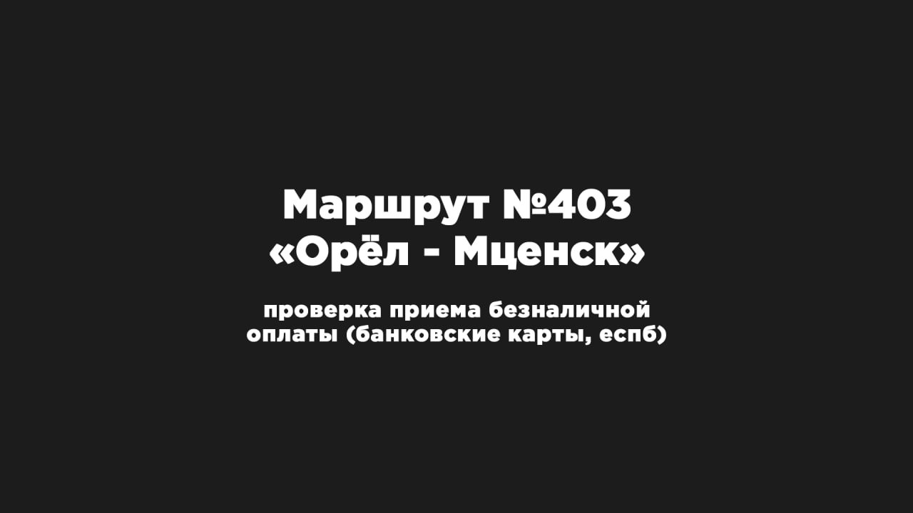 Выездная проверка маршрута №403