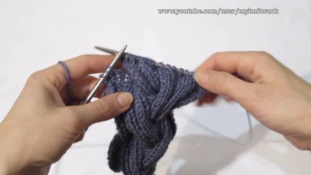 Вязание спицами. Коса резинкой 2x2. Объемная коса спицами.