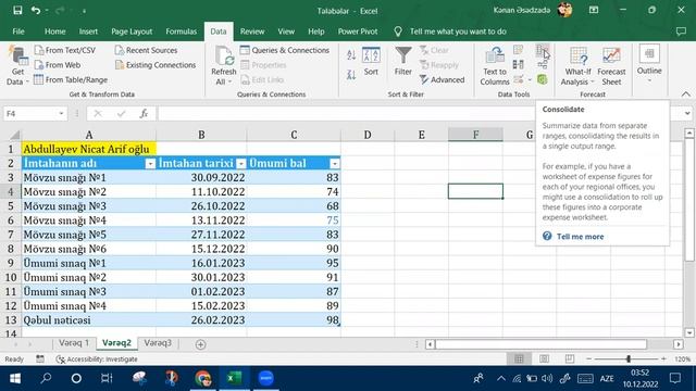 MS Excel 2019 Dərs №3 [Formulas, Data, Review və View lent tabları] смотреть онлайн