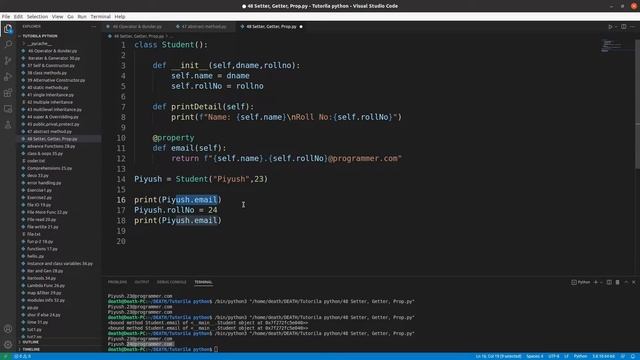 Setter , Getter & Property in Python ( @property ) || Python Free tutorial #48 || Death Code